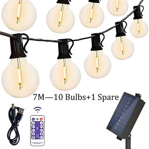 String light G40 bulb Plug-in model 12FT/82.7FT Waterproof Fairy String Lights outdoor party garden wedding Decoration solar lights with solar panel