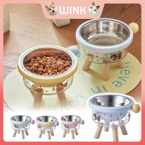 Stainless Steel High Foot Pet Bowl Anti-Slip Elevated Cat Feeder Protects Cervical Spine Prevent Black Chin Dog Water/Food Dish