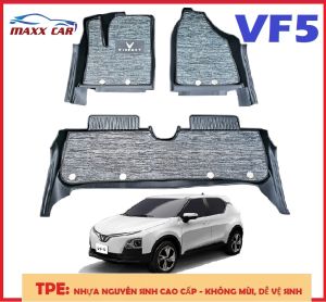 VINFAST VF5: Thảm lót sàn MAXXCAR nhựa TPE đúc nguyên khối 5D tràn viền CHO XE VF5 + Rối logo