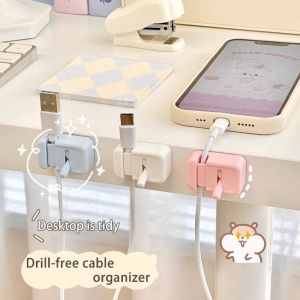 MINIFELE 262 No-Drill Mounting Desk Cable Organizer Simple Securing Cable Management Clip Bundling Clips Cable Organizer Holder Home Storage