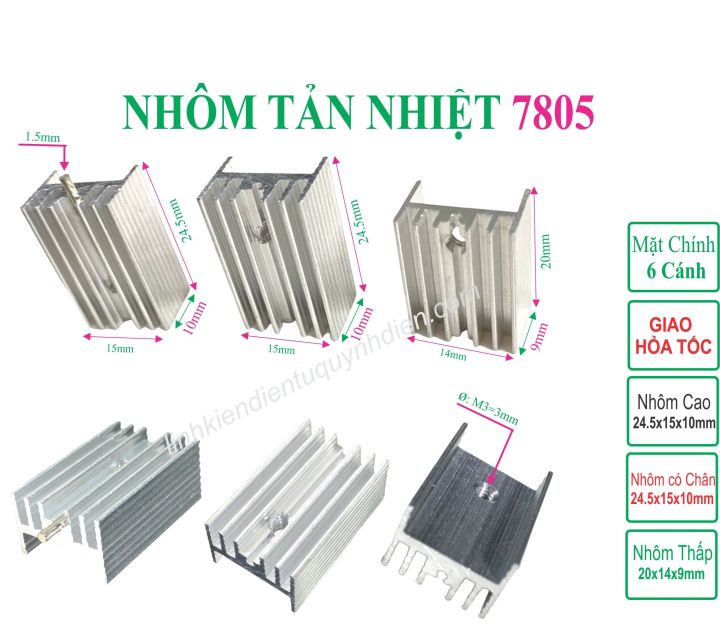 Nhôm tản nhiệt 7805 LOẠI Đẹp combo 5 miếng- Linh kiện Điện tử Quỳnh ...