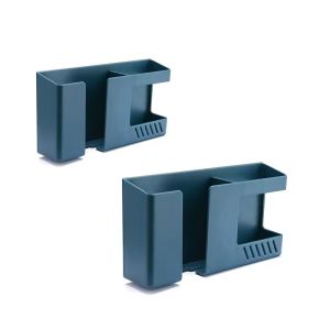 2Pcs Wall Mounted Storage Box Remote Control Storage Case Mobile phone charging storage bracket Non-perforated shelves
