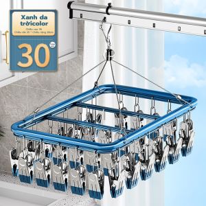 Móc chùm phơi quần áo cho bé 30 kẹp chất liệu inox 304 đệm núm cao su mềm cao cấp