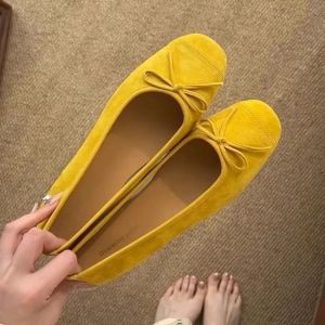 Free Shipping WomenS Single Shoes 2026 Autumn New Collection Casual Height-Increasing Ballet-Style With A Bow Shallow Toe Slip-On Design