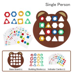 Geometric Puzzle Shape Color Matching 3D Diy Montessori Toys Mainan Edukasi Anak