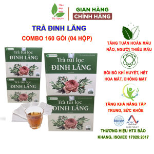 Combo 4 hộp trà túi lọc đinh lăng 160 gói trà an thần hoạt huyết dưỡng não ngủ ngon rối loạn tiền đình thiếu máu hoa mắt chóng mặt