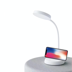 Lampu meja Lampu Meja Pelindung Mata Warna Putih Peredupan Tiga Tingkat dengan Dudukan Ponsel Lampu Baca LED Mini Ruang Belajar Lampu Samping Tempat Tidur Asrama Lampu Meja Belajar Lampu Tidur Nirkabel 2000MAh