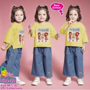 Little pineapple setelan kemeja jeans Adek anak 2-4Y