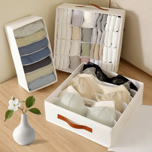 LUXURYLYN Foldable Drawer Organizer Washable Underwear Cabinet Storage Organizers Grid Design Multi-Functional Socks Storage Box Home Storage