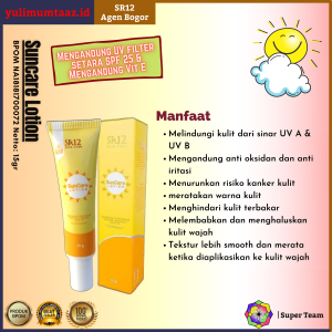 Suncare SR12  / Sunblock Sunscreen Sun Protection untuk Wajah dan Badan Atasi Kulit Kusam Flek Hitam di Wajah  SPF 25++ Melindungi kulit dari  Sinar UV / Aman BPOM