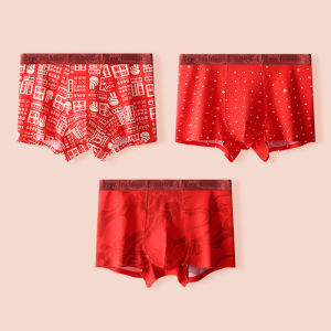 CMENIN 3Pcs Popular Print Cotton Men Underpants Boxers Shorts New Year Red Man Underwear Boxer Quick Dry Mens Panties Boxershorts M1863