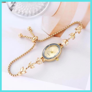 Jam Tangan Wanita Gelang Rantai Kecil 3 Bola Serut Terbaru Fashion Mewah Analog Titanium Emas Formal