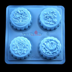 Griya Cetakan Mooncake Moon Cake Kue Bulan Puding Jelly Bulat Snowflake Mix 4 Cavity Plastik