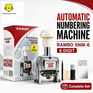 RAMBO SNM-6 Automatic Numbering Machine Metal Self Inking Stamp 6 Digits Heavy Duty Number Pager for Office Documents Official Receipts Invoices Tickets Includes Free Ink and Stylus Stick Reliable Quality