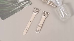 TOYOUTHS Compatible with Watch Bands Women 38/40/41/42mm Dressy Thin Leather Strap with Celtic Knot Interlock Buckle Bracelet for iWatch Series 11 10 9 8 7 6 5 4 SE 3 2 1 Beige/Starlight