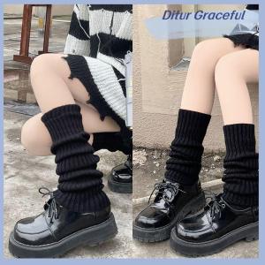 Ditur ถุงเท้าขายาวสำหรับผู้หญิงถุงเท้าถักขนแกะสำหรับฤดูใบไม้ร่วงและฤดูหนาว