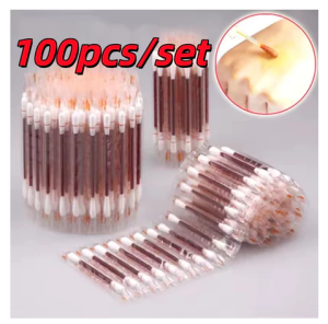 100pcs Disposable Iodine Swab Disinfected Cotton Swab Wound Disinfection Iodophor Cotton Stick