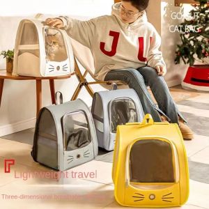 GAN62 Foldable Cat Carrier Bag Large Capacity Transparent Cat  Backpack Bag Easy To Carry Windproof Pet Dog Backpack Pet Supplies