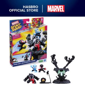 Marvel Stunt Squad Villain Knockdown Playset with Spider-Man Miles Morales and Venom 1.5” Action Figures