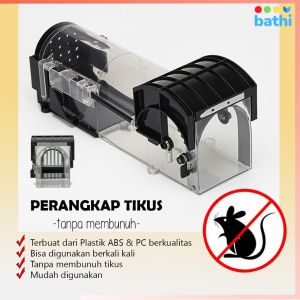 BATHI-HU2050 Jebakan Perangkap Tikus Transparan Reusable Humane Smart Self-locking Mousetrap