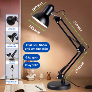 Đèn học để Bàn chống cận bảo vệ mắt gập gọn xoay 360 độ tùy ý khung kim loại chắc chắn chưa bao gồm bóng đèn