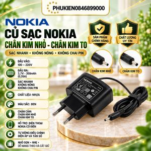 CỦ SẠC NOKIA CHÂN KIM - CHÂN TO CỦ VUÔNG 1110i - 1202 - 1280 - 1200