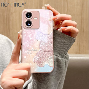 Hontinga Tempered Glass Casing Cases For Vivo Y36 Y22 Y22S Y27 5G 4G Y27S Y30 Y30i Y35 Y73 2021 Case Cartoon Anime Bear Phone Case  Back Cover Casing Hard Case