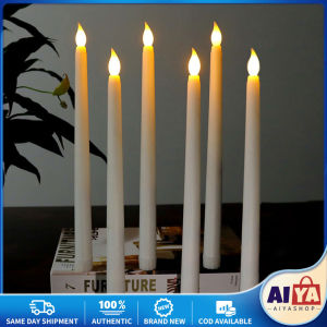 ★Same Day Shipping★ 6pcs LED Long Pole Electronic Candle Lamp Flameless Cone Candle Lamp Is Used for Wedding Birthday Party Restaurant Decoration Atmosphere Supplies Long-Candle-Light