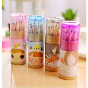 Hộp mini 12 bút chì màu kèm đồ gọt bút quà tặng đáng yêu cho bé đồ dùng học tập cute