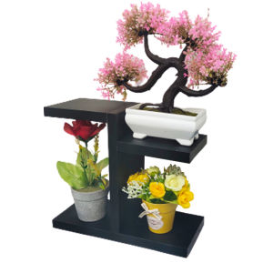 Rak Kayu Pot Bunga Minimalis Aesthetic 4 Tingkat 25x10x20cm Tempat Vas Bunga Hiasan Rumah