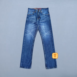 Mr.Land Celana Jeans Pria Standar Panjang Gombrong Denim Reguler