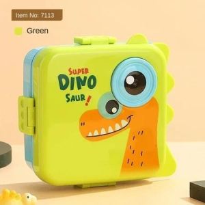 Cartoon Dinosaur Lunch Box Kids Double Layered Sealed Microwave Lunch Box