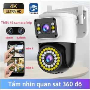 XẢ KHO | Camera Yoosee Wifi 2 Mắt Giám Sát Ngoài Trời Không Dây 4.0mpx Xoay 360 Độ Ban Đêm Có Màu Chống Nước Đàm Thoại 2 Chiều Bảo Hành 1 Năm.