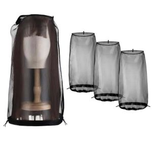 NBANLIKE 3Pcs Có thể điều chỉnh Bảo quản mũ tóc giả có dây rút Di động Túi đựng tóc giả Thoáng khí Bền bỉ Vỏ chống bụi cho tóc giả để bảo vệ tóc giả