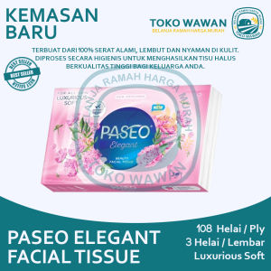 3 ( Tiga ) PACK Tissue PASEO Elegant Facial 108 Helai / 3 Helai Per Lembar Kemasan Baru Paseo Travel 50s Lembar / Tisue Wajah HalusTisu Lembut Murah untuk Travelling