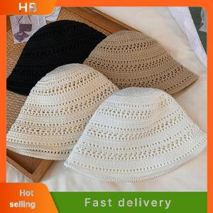 HB Summer New Hollow Knitted Sun Protection And Sunshade Hat For Womens Leisure Versatile Small Fresh Fashion Pot Hat