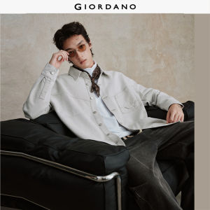 Giordano Men Seam detail pocket loose denim shacket Free Shipping 18075705
