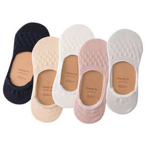 (5 Pairs) Women Socks Non-Slip Cotton Solid Color Basic Sports Socks invisible socks Low Cut Casual No Show Non Anti Slip Hidden Girl Socks
