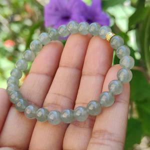 Premium grade Icy Light Green Hue with 27 beads and size of 6.2mm Natural Type A Jadeite Bracelet come with QIC labs approved certificate weigh 12.30 grams suitable for daily wear or for collection (bracelet10)