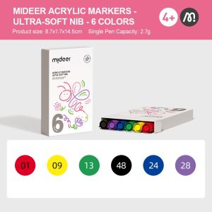 MALOTOYS - Mideer Acrylic Marker Spidol Akrilik Lembut Ultra Soft Nib 6 12 pcs Warna Colors Spidol Mewarnai Menggambar Kesenian Nontoxic Mainan Anak Prakarya Color Malo Toys