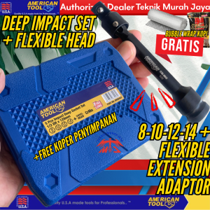 AMERICAN TOOL Impact Deep Socket 1/2" 128mm SET 8 10 12 14 mm + Flexible Swivel Extension Xtra Long