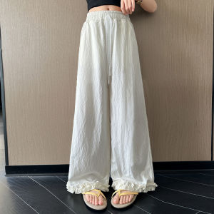 Teens Girls Casual Pants Summer Loose Cool Wide Leg Pants for Kids Daily Lace Design Thin Children Trousers 8 10 12 14 Years Old