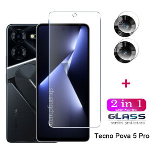2in1 cho TECNO pova 5 Kính cường lực chuyên nghiệp phim TECNO pova 5 9H miếng phim bảo vệ màn hình + bảo vệ màn hình ống kính