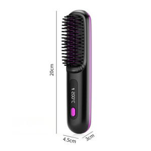 Cordless Ionic Hair Straightener Brush Fast Heating Ceramic Styler with LCD Display 3 Heat Settings for All Hair Types