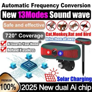 Ultrasonik Penghalau Monyet HA HA [50x Ultrasonic] Monkey Repellent Ultrasonic Refund if useless 2025 New upgraded AI chip 720° full coverage Alat Penghalau monyet Repel birds/snakes/bats/wild boars/gecko