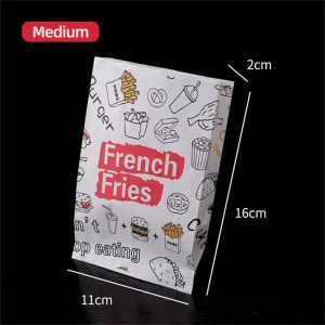 100Pcs/Kit Greaseproof Food Wax Paper Bag Pouch French Fries Sandwich Pancake Burger Wrapper Bag
