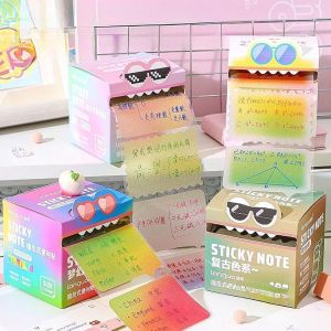 SPORT PR 108 Sheets การ์ตูน กระดาษโน้ต โดปามีน ดีไซน์แบบดึงออก แผ่นสติ๊กเกอร์กำหนดการวางแผน สร้างสรรค์ โปร่งใสแบบมุก โน้ตติดหน้าจอ ของใช้สำนักงานและโรงเรียน