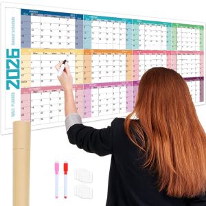 NO4 PANDA 42x100cm 2026 English Calendar Colorful Creative 12 Month Calendar Durable Notes Large Size Calendar Home Use