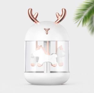 [Local Seller / In Stock] Carousel Design Humidifier - 300ml Water Volume, 2w Power, 25~35ml/h Mist Volume - Best Gift with Free Cotton Core