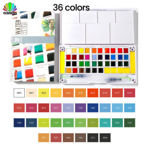 Superior Solid Watercolor Paint Set of 12/18/24/36 Colours Portable Watercolor Paint Box Art Supplies With Water brush